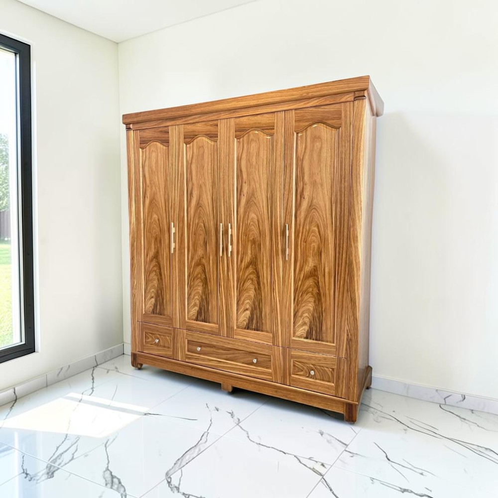 Tủ quần áo gỗ xoan đào 4 cánh có hộc kéo cao cấp