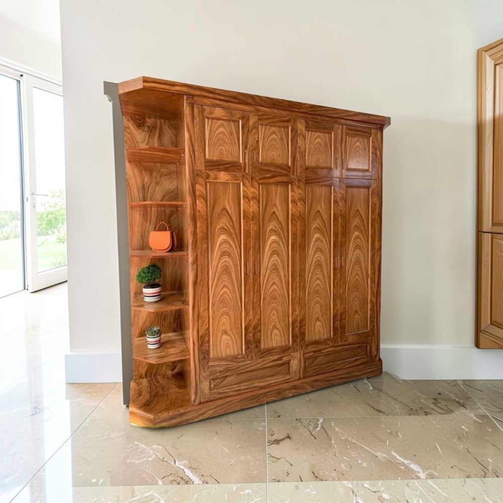 Tủ quần áo gỗ xoan đào 4 cánh có hộc kéo cao cấp