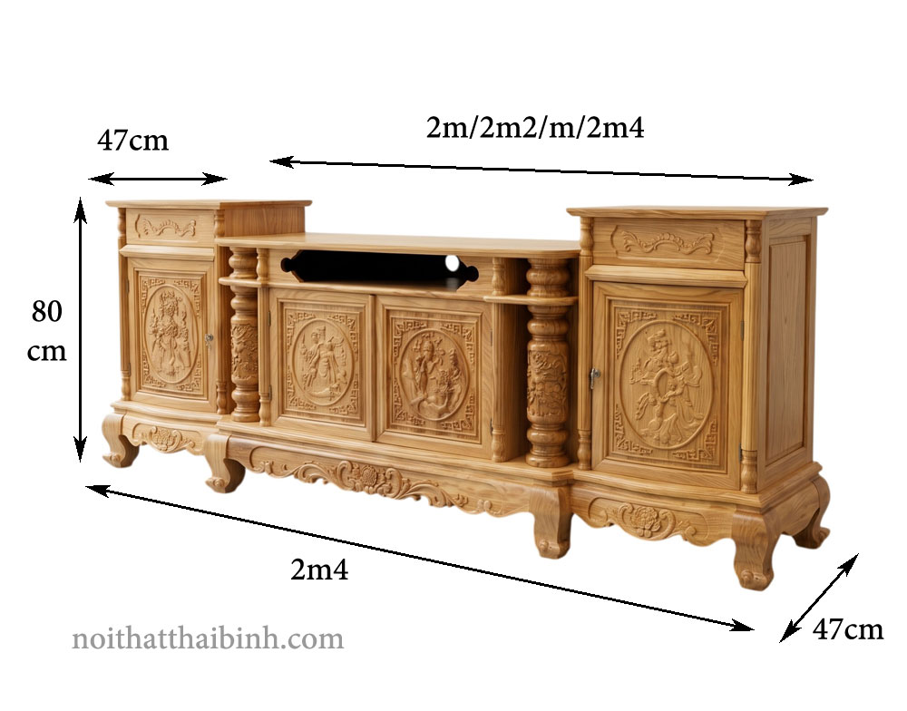 Kích thước kệ tivi gỗ tự nhiên cao cấp