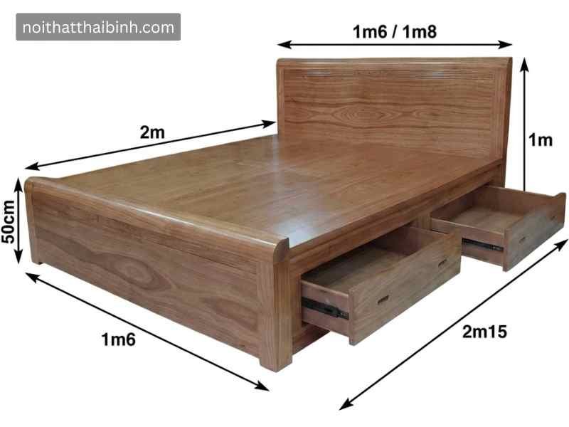 Kích thước giường ngủ gỗ tự nhiên