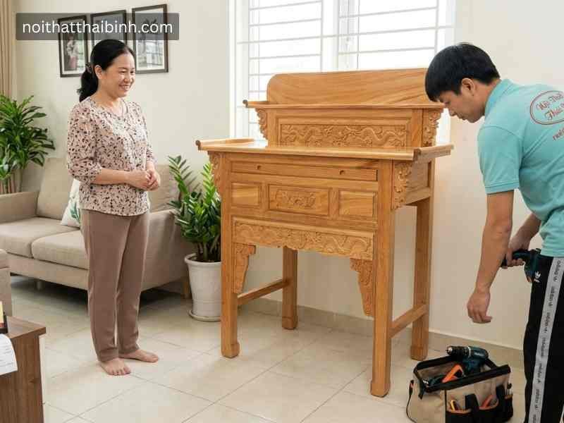 Mẫu tủ thờ 2 tầng gỗ đẹp sang trọng cho gia đình Tủ thờ 2 tầng gỗ đẹp sang trọng