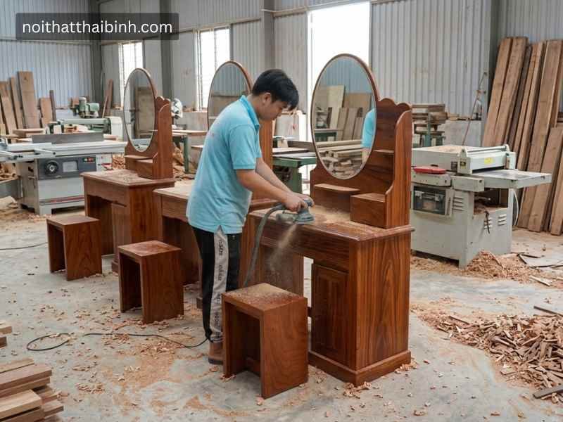 Bàn trang điểm gỗ tự nhiên tại xưởng mộc