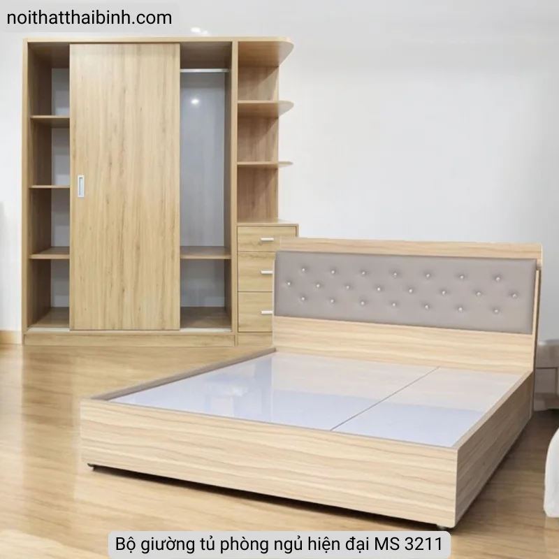 Bộ phòng ngủ đáng yêu Bộ phòng ngủ nội thất phòng ngủ mẫu combo giường tủ