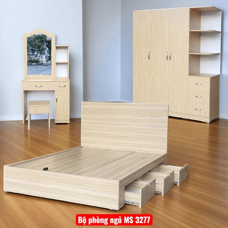 Bộ phòng ngủ đáng yêu Bộ phòng ngủ nội thất phòng ngủ hoàn thiện sơn phủ