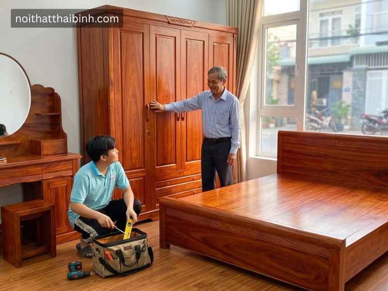 Combo phòng ngủ gỗ tự nhiên vân cẩm