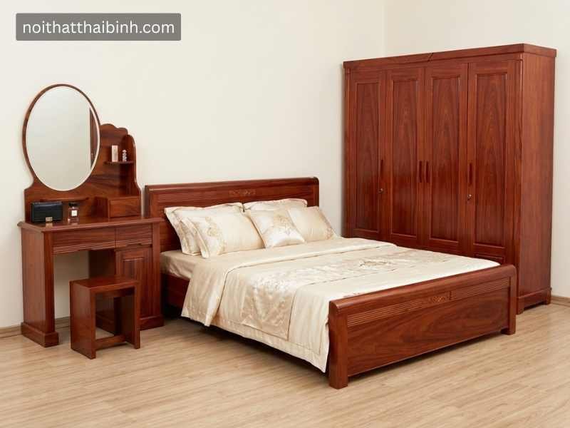 Combo phòng ngủ gỗ tự nhiên vân cẩm