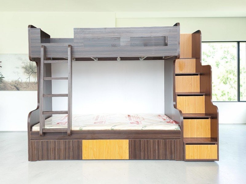 Giường 2 tầng tại quận 10 tiện nghi tiết kiệm không gian Giường tầng trẻ em gỗ thông thiết kế đơn giản