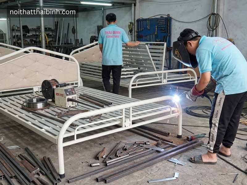 Giường sắt sơn tỉnh điện cao cấp Giường sắt sơn tỉnh điện bền bỉ