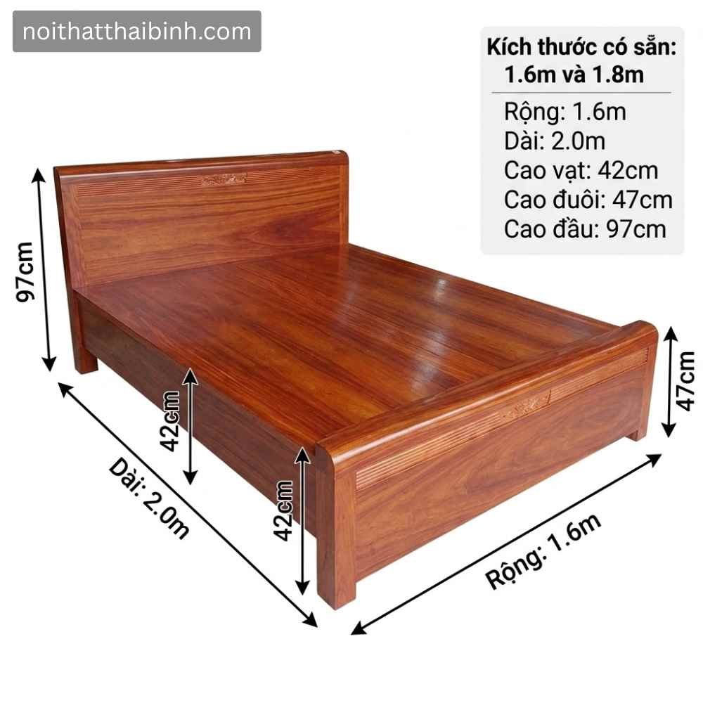 Giường ngủ gỗ tự nhiên vân cẩm Kích thước giường ngủ gỗ tự nhiên