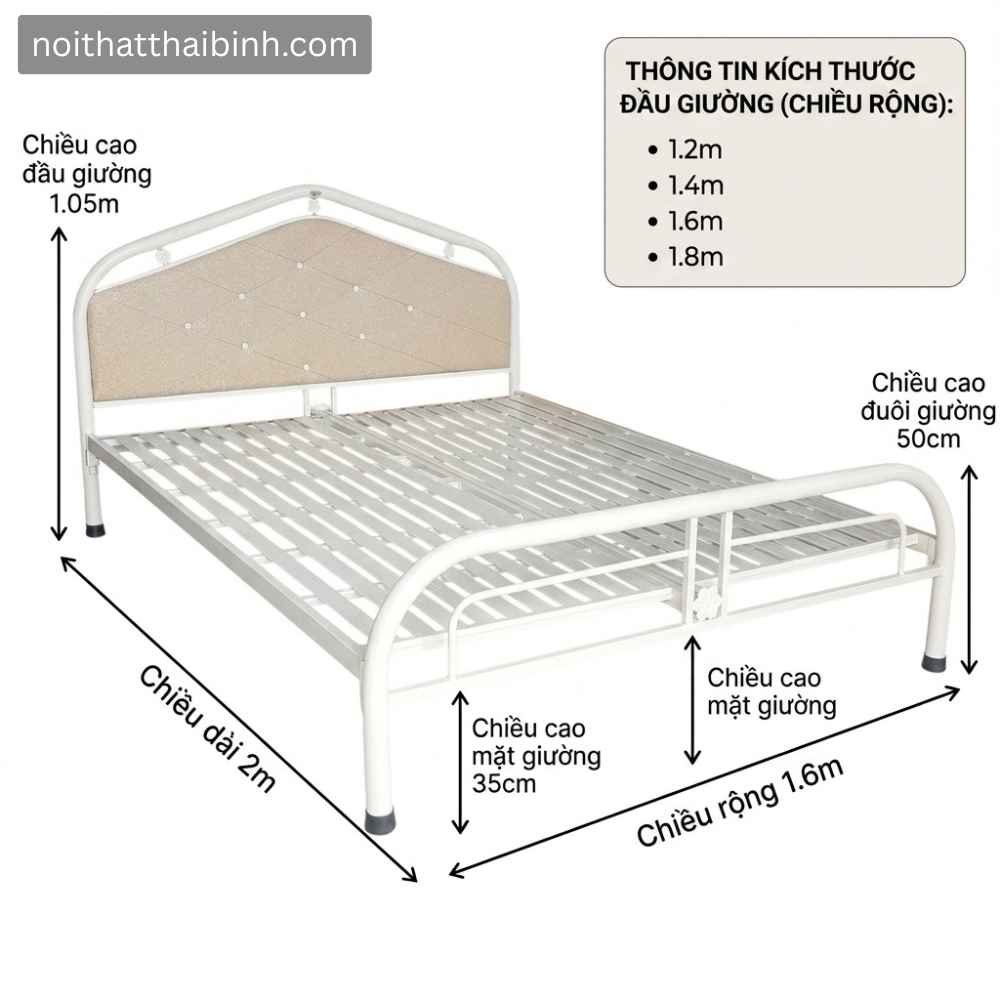 Giường sắt sơn tỉnh điện cao cấp Kích thước giường sắt sơn tỉnh điện