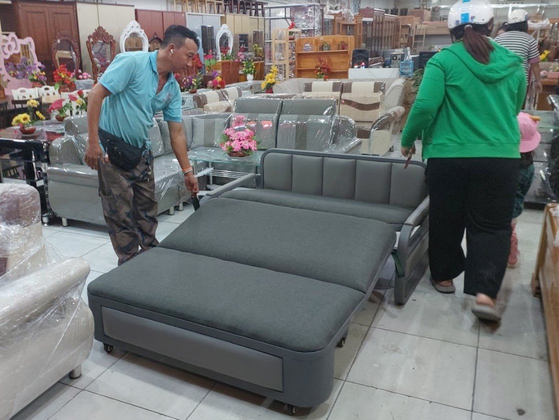 Sofa giường kéo 2 trong 1 kéo ra thành giường xếp lại thành ghế