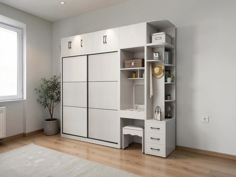 Tủ quần áo cửa lùa kê trong phòng ngủ theo phong cách hiện đại