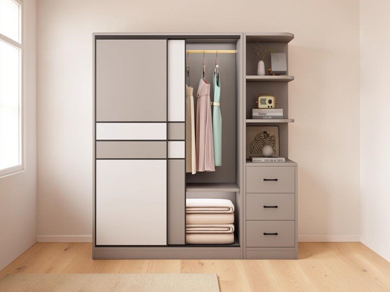 Mẫu tủ quần áo cửa lùa gỗ tự nhiên được nhiều khách tại TPHCM chọn
