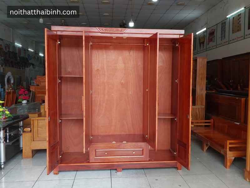 Tủ quần áo gỗ tự nhiên 4 cánh cao cấp Tủ quần áo 4 cánh gỗ tự nhiên