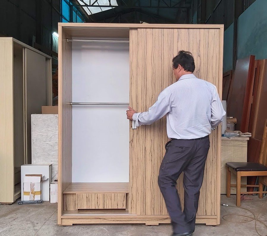 Tủ quần áo cửa lùa tại xưởng mộc