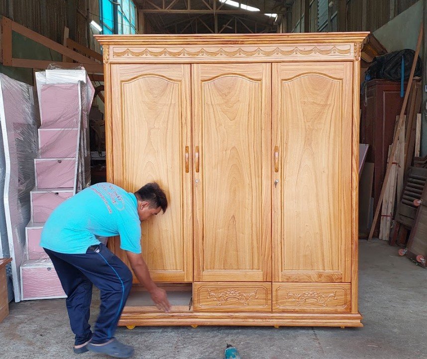 Tủ quần áo gỗ gõ đỏ