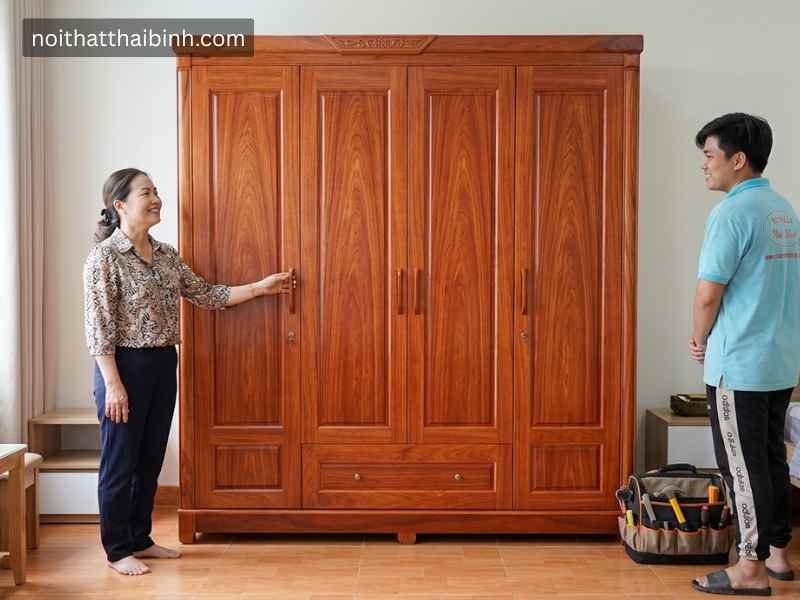 Tủ quần áo gỗ tự nhiên 4 cánh cao cấp Tủ quần áo gỗ tự nhiên 4 cánh cao cấp