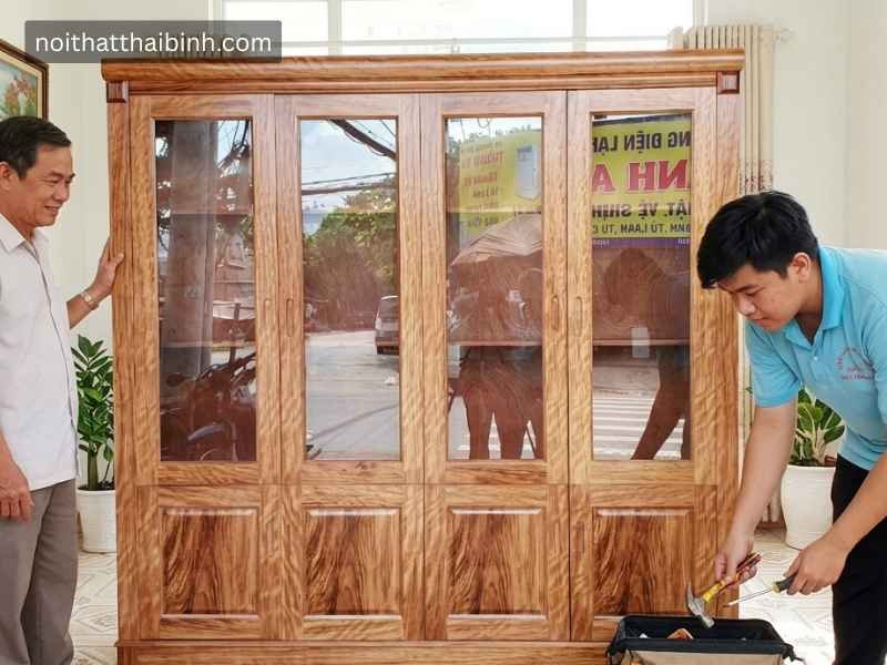 Tủ tài liệu gỗ tự nhiên cao cấp Tủ tài liệu gỗ tự nhiên cao cấp tại nhà Anh Minh, Quận 7, TPHCM