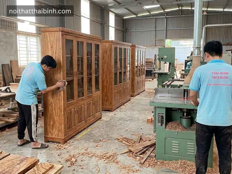 Tủ tài liệu gỗ tự nhiên cao cấp Tủ tài liệu gỗ tự nhiên cao cấp tại xưởng mộc nội thất Thái Bình