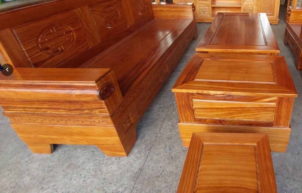 Bàn ghế salon gỗ phòng khách MS 3473 Bàn ghế salon gỗ phòng khách hoàn thiện màu gỗ tự nhiên