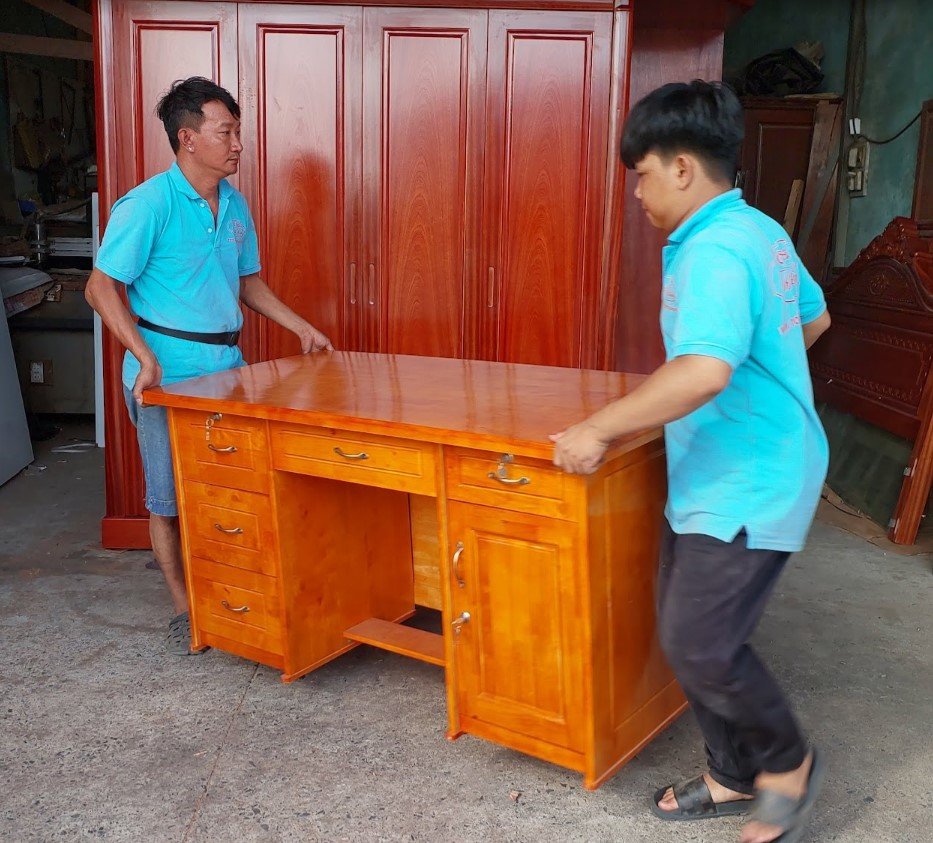 Mặt bàn làm việc gỗ cao su tự nhiên vân gỗ mộc