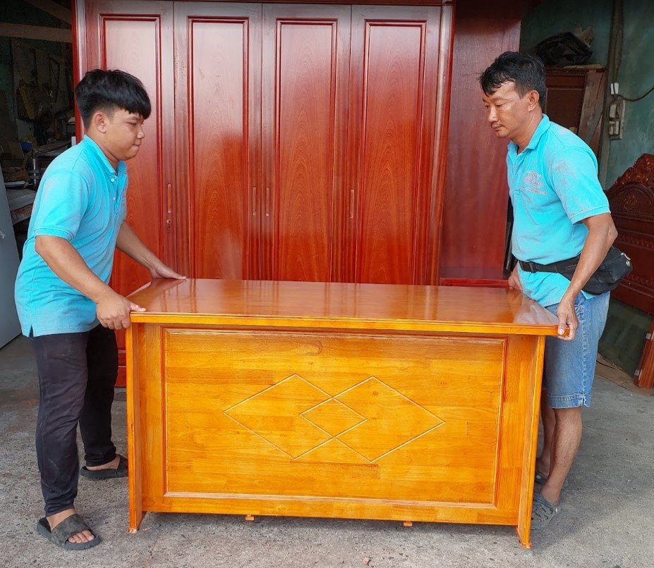 Bàn làm việc văn phòng gỗ tự nhiên màu gỗ tự nhiên