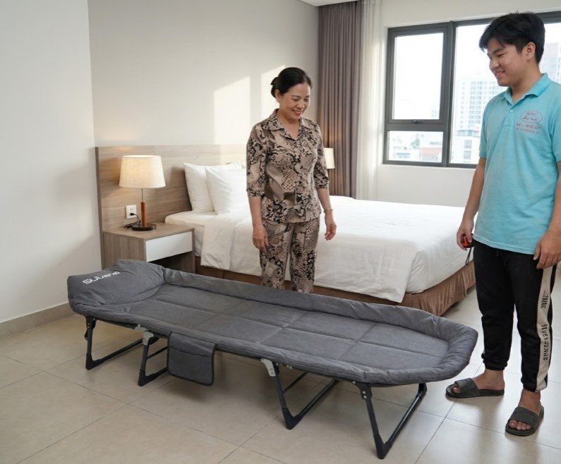 Ghế gấp ngủ trưa văn phòng chính hãng SUMIKA MS 3465 Cận cảnh khung thép sơn tĩnh điện ghế xếp văn phòng MS 3465