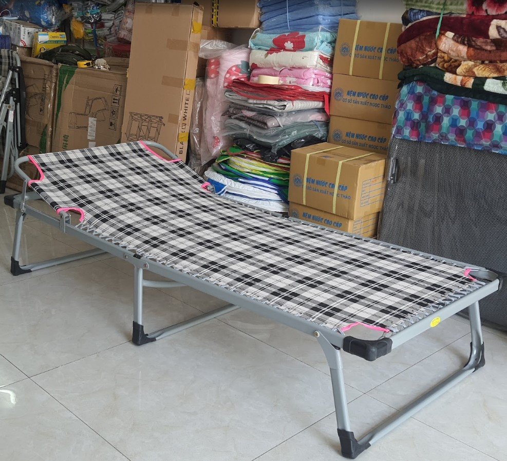 Giường bố xếp vải caro | Kích thước 90cm MS 3485 Giường bố xếp vải caro Kích thước 90cm MS 2843