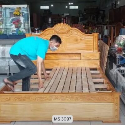 Giường ngủ gỗ gõ đỏ mẫu quạt