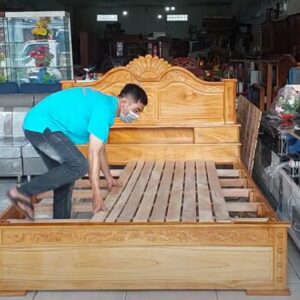 Giường ngủ gỗ gõ đỏ mẫu quạt