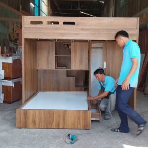 Giường tầng cho bé kết hợp tủ áo