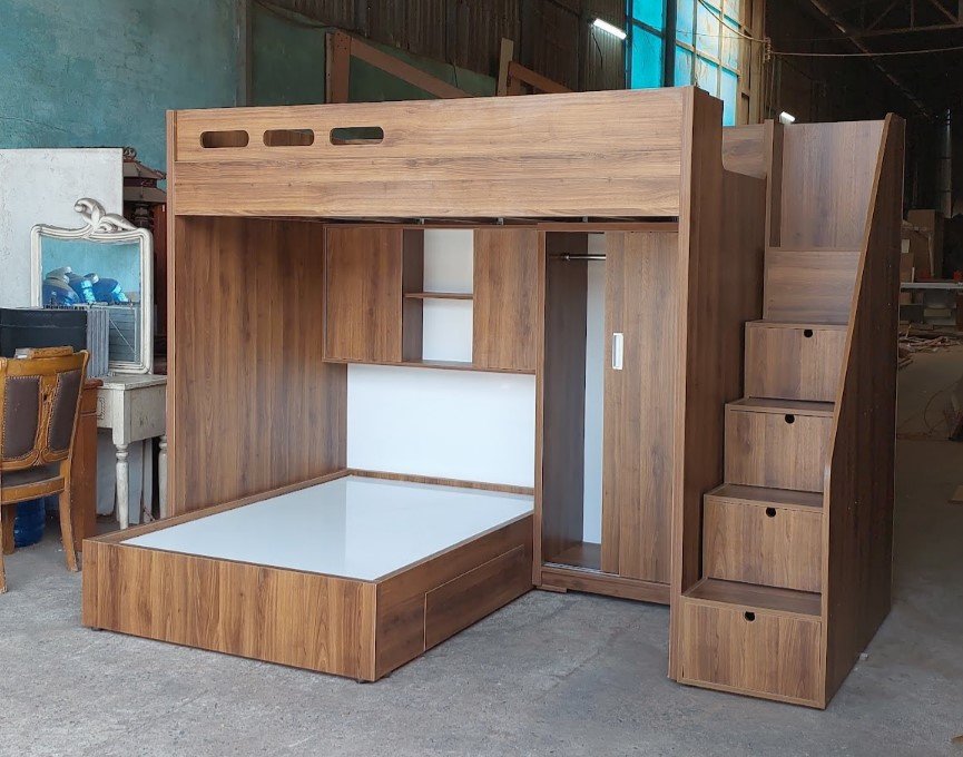 Giường tầng cho bé kết hợp tủ áo