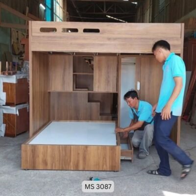 Giường tầng cho bé kết hợp tủ áo
