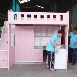 Giường tầng kết hợp bàn học và tủ quần áo