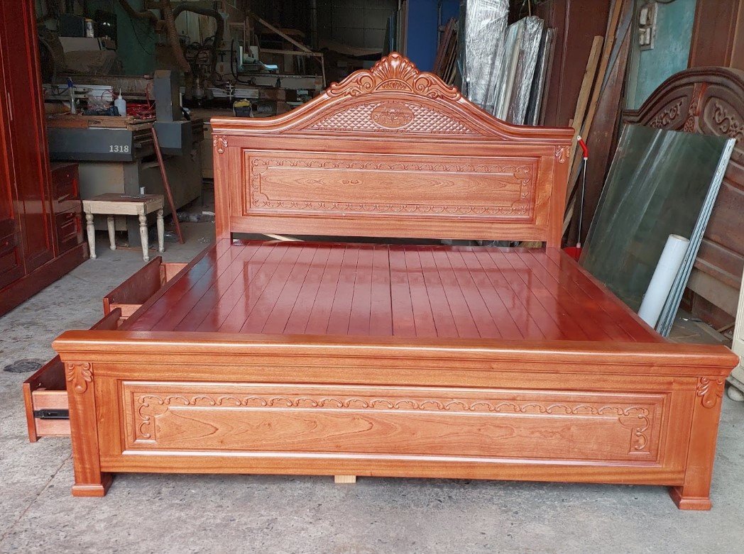 Toàn cảnh mẫu giường ngủ gỗ đẹp sang trọng MS 3472