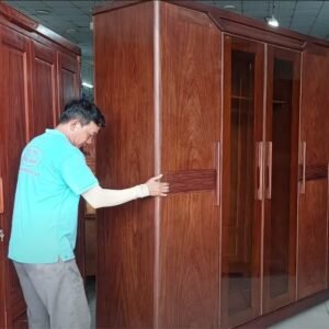 tủ quần áo gỗ tự nhiên cánh kính