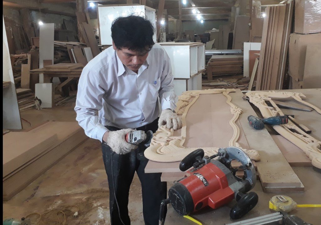 Vách ngăn phòng khách kết hợp kệ tivi MS 3019