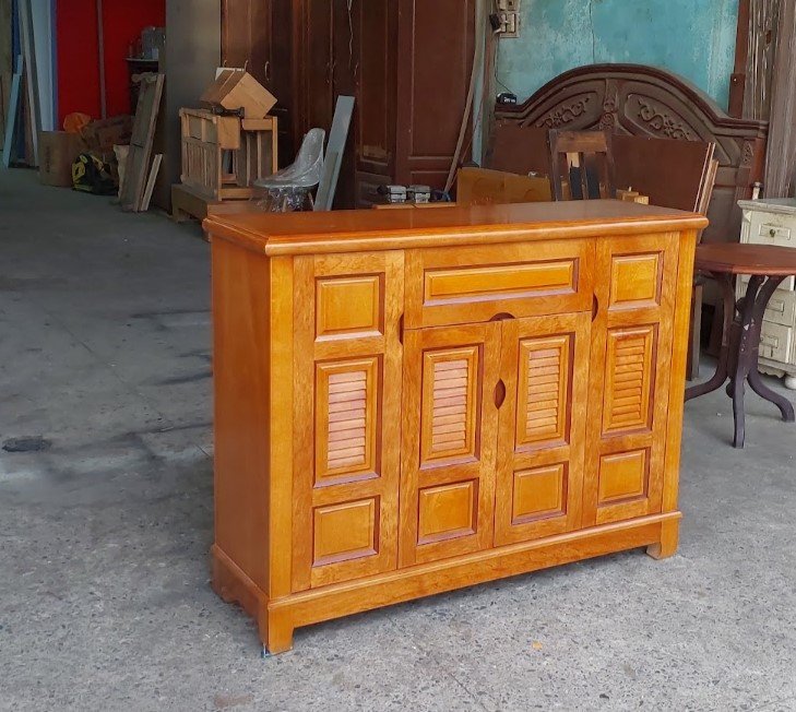 Tủ giày gỗ tự nhiên 1m2 MS 3258 Tủ giày gỗ xoan đào 1m2 chứa nhiều đôi giày