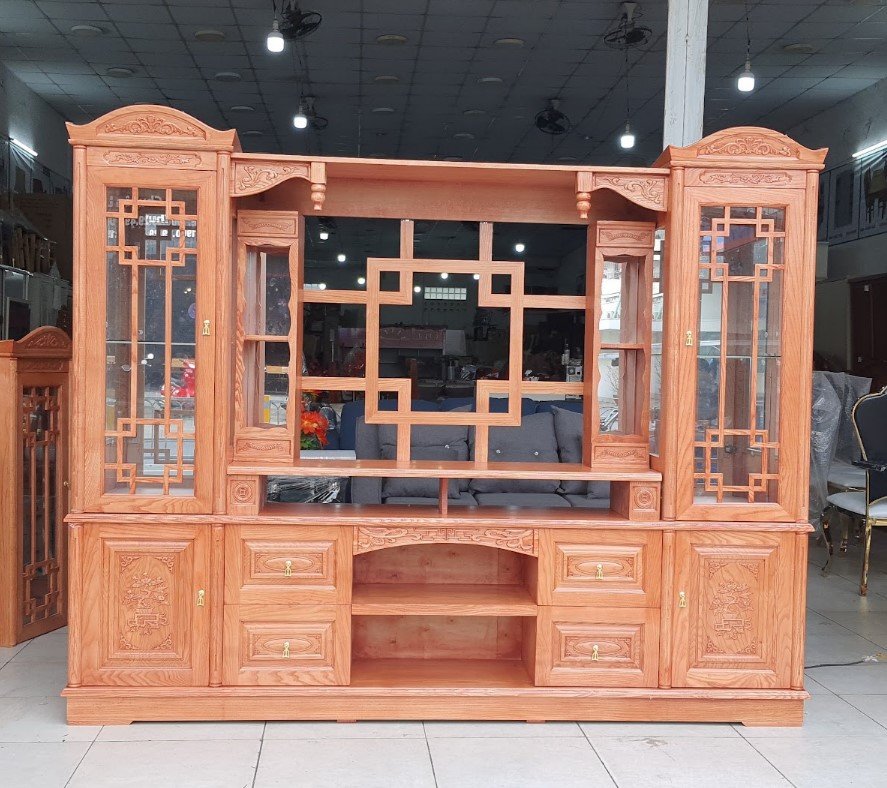 Ngăn kéo và cánh tủ rượu gỗ tự nhiên chi tiết