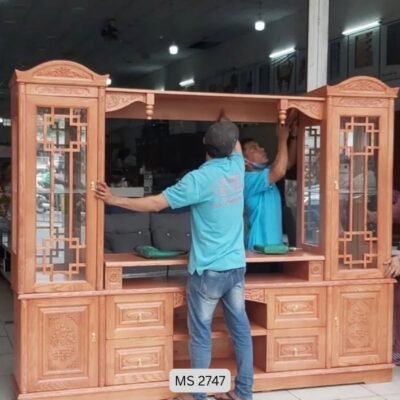 Tủ kệ tivi liền tủ rượu gỗ tự nhiên