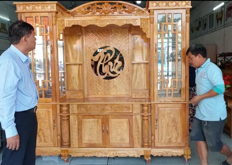 Tủ kệ tivi phòng khách gỗ gõ đỏ