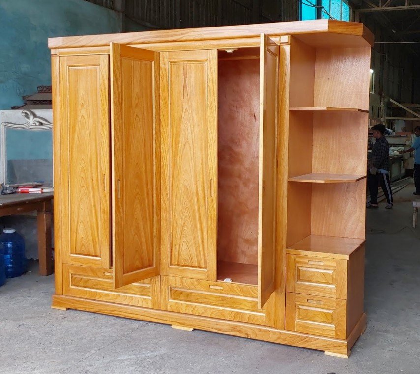 Chi tiết cánh tủ và tay nắm gỗ tự nhiên