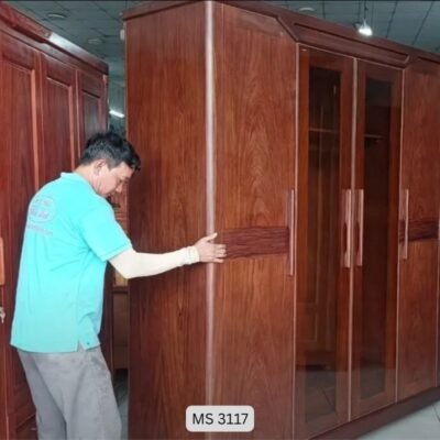 Tủ quần áo gỗ tự nhiên cánh kính