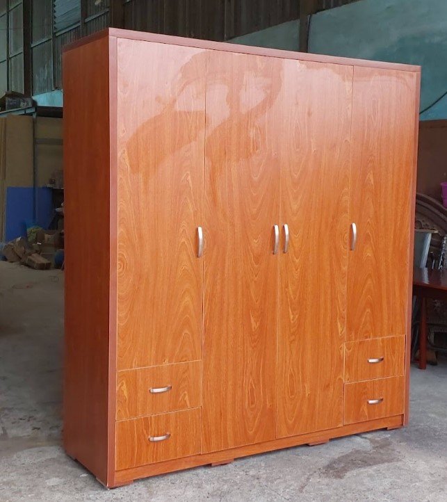 Tủ quần áo MDF vân gỗ hiện đại hoàn thiện tại xưởng