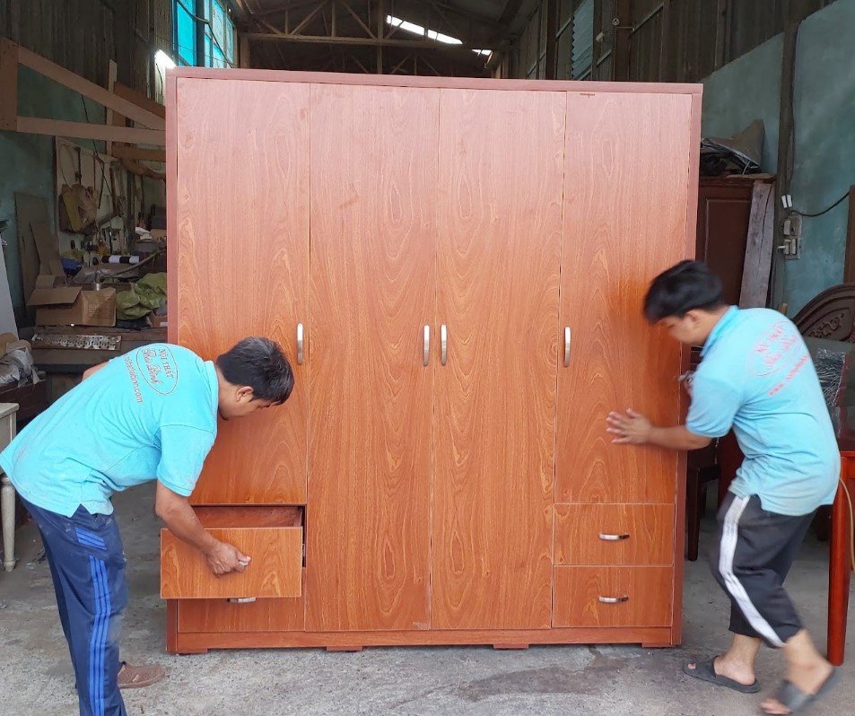Tủ áo 4 cánh gỗ MDF thiết kế hiện đại gọn gàng