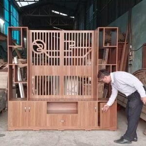 Vách ngăn phòng khách kết hợp kệ tivi