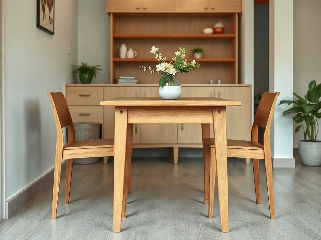 Bàn ăn giá rẻ quận 7 gỗ cao su chân thẳng đơn giản