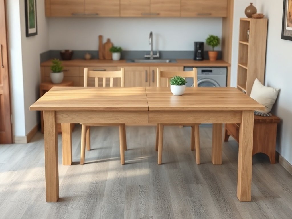 7 Cách Chọn Bàn Ăn Phù Hợp Cho Bếp Bàn ăn gỗ tự nhiên mở rộng gấp gọn tiết kiệm diện tích bếp nhỏ