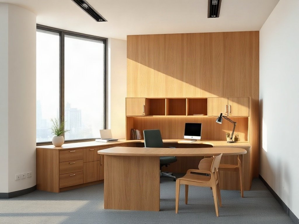 Tư vấn chọn bàn giám đốc sang trọng cho vị lãnh đạo Bàn giám đốc sang trọng kiểu chữ L đặt gần cửa sổ văn phòng