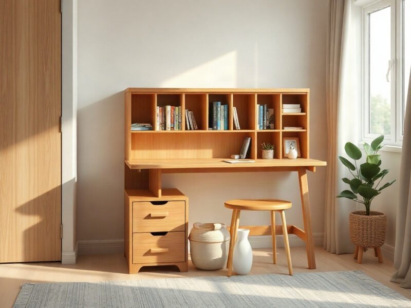 Bàn học kệ sách cho bé - những lưu ý khi chọn mua Bàn học kệ sách cho bé bằng gỗ tự nhiên đặt trong phòng ngủ